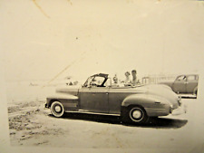 1941 PONTIAC Convertible, with top down at the beach, B&W photo, 4 1/2
