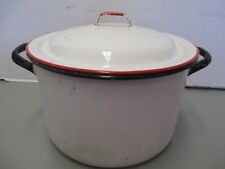 VTG OLD FARMHOUSE ENAMELWARE UNUSUAL MEASURING  LG  STOCK-POT WITH MARRIAGE LID picture