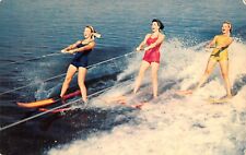 Water Skiing at Myrtle Beach South Carolina 1956 Chrome Postcard picture
