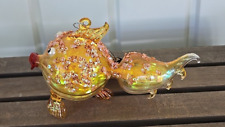 New ~ Robert Stanley 2013 Orange Glitter  Blowfish Glass Christmas Ornament picture