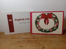 NIB English Life Set 4 Cork Backed Placemats Christmas Wreath England Vtg Unused picture