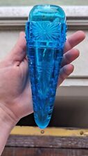 RARE UV Glow Antique Blue Glass Car Vase picture