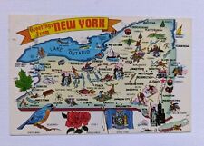 Postcard Map Of New York NY  Greetings Empire State - Vintage Posted  picture