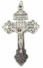 Silver Tone Gothic Style Pardon Crucifix Cross with Catholic Latin Prayer, 2Inch picture