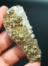 58g Natural Gold Pyrite With Diamond Pink UV Light Calcite Mineral Specimen picture