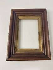 Antique Deep Well Walnut Wood Frame Gold Gilt Inner Rim Fits 4.25”x6.75” picture