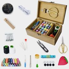 Sewing Tool Kit with Retro Wooden Box,Hand Sewing Repair Tool Kit for Adults DIY picture