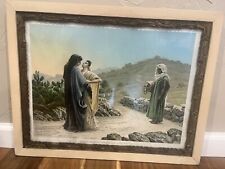 Antique picture frame 23.5x18” art old Religious print 1880s picture