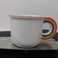 Vintage 1978 Vandor 9oz White COFFEE/TEA MUG w/ Rainbow Handle LGBTQ Pride picture