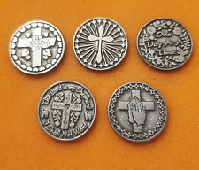 5 Pewter Coins Double-Sided Purity Pocket Tokens Religious Prayer picture