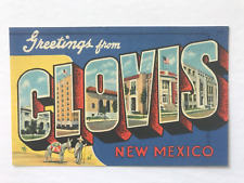 Say Hello from Clovis, NM New Mexico Vtg Large Letter Greeting Postcard 1940s picture