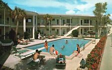 Postcard FL Clearwater Beach Sharlo Manor Motel Pool Chrome Vintage PC K719 picture