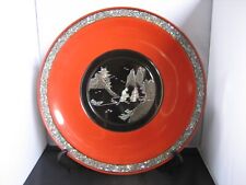 Vintage 1940s Japanese lacquerware decorative platter and stand (36 cm diameter) picture