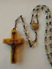 Vintage Catholic Bakelite Stanhope Seven Sorrows Clear Glass Rosary 21