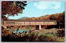 West Dummerston Vermont West River Covered Bridge Scenic Chrome Postcard picture