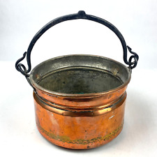 Vintage Copper Cauldron Planter Bucket Pail w/ Cast Iron Handle 6