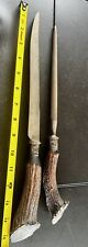 1860s Century Landers Frary & Clark 2 Piece Carving Set Sterling Stag Handles picture