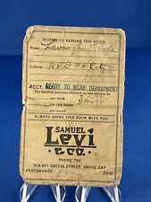 1930s 30s Portsmouth, Ohio Samuel Levi & Co. Department Store Payment Card picture