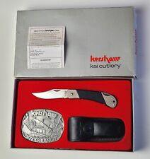Kershaw Kai Japan Limited Lockback Knife Set 21051 w/ Belt Buckle & Sheath NOS picture