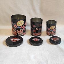 Harley Davidson Hallmark Official Vintage Collectible 3 Set Cylinder Tin Can picture