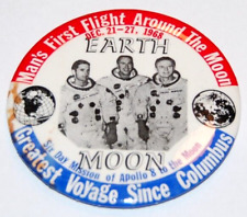 1968 Apollo 8 Saturn V NASA Button pin pinback space moon borman lovell anders picture