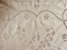 Antique Pillowcase Hand Made Lovely Blue Madeira Embroidery  33 x  20  1/2