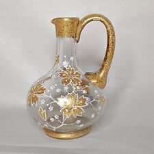 VTG Ricksecker NY Cruet Perfume Bottle Gold Glitter Sparkle Floral Hand Painted picture