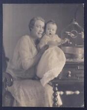 Early 1900's Woman with Baby & Bird in Cage B9S2 picture