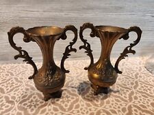 Eclectic Vintage Brass Bud Vases Matching Pair picture