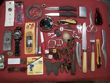 A Real Junk Drawer Lot of Knives, Hardware, Dice, Marbles, Lighters, Odds & Ends picture