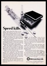 1969 Speed Kills needle syringe photo Met Life Insurance vintage print ad picture