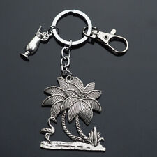 Tropical Vacation Fruit Cocktail Drink Palm Tree Beach Themed Keychain with Clip picture