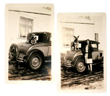 c1920s Best Car Ornament German Shepard Dog on Ford Original Photos Lot of 2 picture