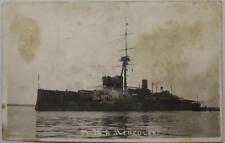 RPPC HMS HERCULES Royal Navy Battleship Military 1913 Vintage Photo Postcard picture