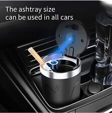 Car ashtray with a lid that is smell-proof, has a light (red, blue, black) picture