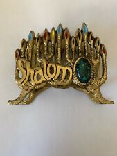 Shalom Napkin Holder with Faux Stone Israel Brass picture