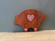 Vintage wood pig shelf sitter￼ painted/stained (76) picture