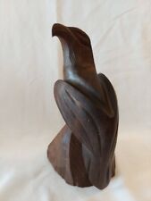 VINTAGE FOLK ART FINE HAND CARVED IRONWOOD SITTING EAGLE SCULPTURE 7 inches picture