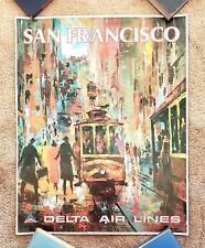 Vintage Original 1970s DELTA AIRLINE SAN FRANCISCO Travel Poster art California picture