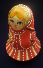 Russian Matryoshka Hand Painted Signed Chime Wobble Bell Doll Roly Poly 6