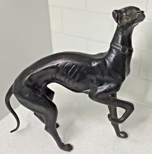 Bronze Greyhound Dog Foot Up Statue Vintage 1960's Art Deco 11 1/2
