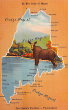 Maine ME State Map Houlton Calais Machias Gilead Stowe Souvenir Fridge Magnet picture