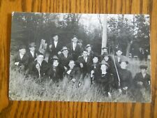 Antique Vintage Funeral RPPC Large Group Dark Clothes With Guns In Cemetery picture