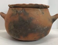 Vintage Handmade & Mexican? Red Clay Pottery  Bowl with Lid 6” Tall 12” Across picture