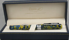 Conklin Crescent Blue & Yellow Marble Fountain Pen - Mint In Box - c. 2009 picture
