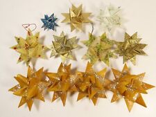 Moravian Star Christmas Ornaments Folded Wax Paper Mica 11 pc Lot Vintage  C6386 picture