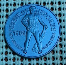 1982 Krewe of HERCULES  10g HR brushed blue aluminum Mardi Gras Doubloon picture