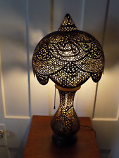 Vintage Marrakesh Moroccan Pierced Brass Lamp picture