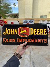 Vintage John Deere Quality Farm Advertising Porcelain Sign Rare Size 17 3/4” picture
