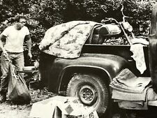 BV Photograph 1950's Old Truck Motorcycle In Back Cute Couple Camped Out 8x10 picture